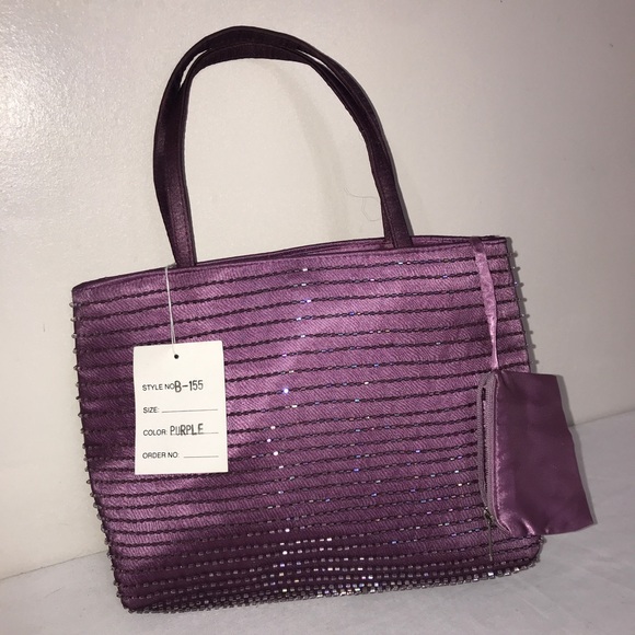 Amethyst Purple Iridescent Shimmery Beaded Handbag - Picture 3 of 9